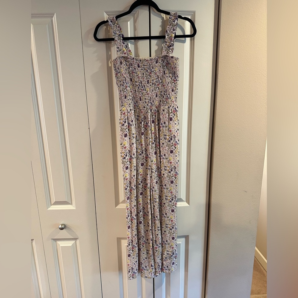 Wilfred Aritzia Chianti Smocked Pocket Ditsy Floral Garden Wide Leg Jumpsuit